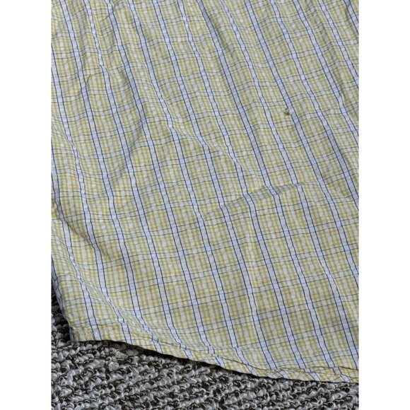 Brooks Brothers Button Down Shirt Men L Yellow/Blue/White Plaid Short Sleeve - Picture 8 of 8